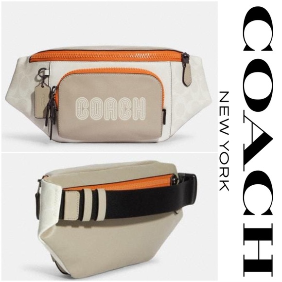 Coach Track Leather Signature logo Color block Belt Fanny Bag*NWT - Picture 3 of 6